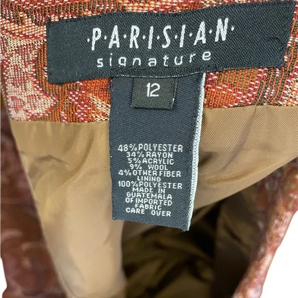 Vintage Parisian Tapestry Skirt Women's Size 12 Red Brown Winter 90s Fall Moody - Picture 6 of 9